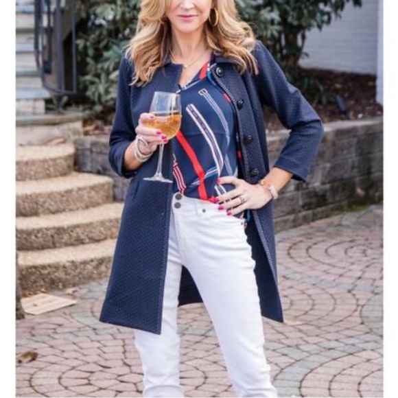 CAbi Two Piece Matching Set Jacket and Pants Navy Dot Print Women's Small - Picture 5 of 15